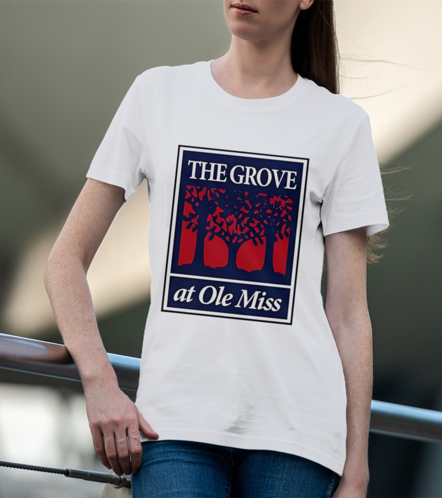 The Grove At Ole Miss Trees Red Blue T-Shirt
