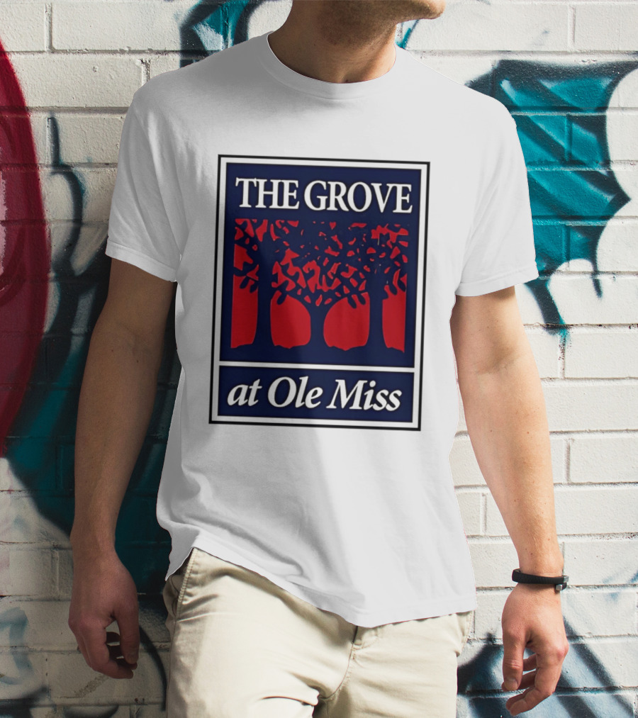 The Grove At Ole Miss Trees Red Blue T-Shirt