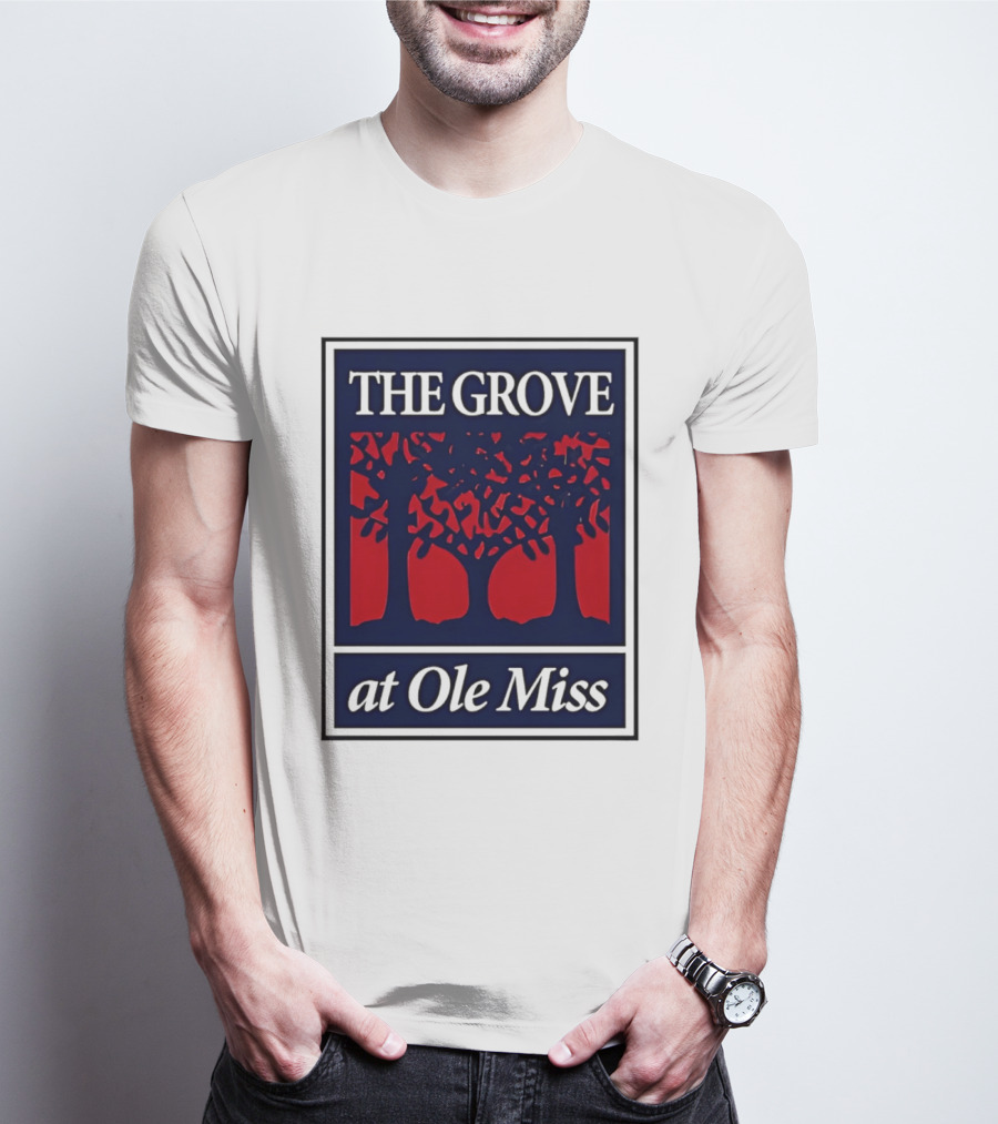 The Grove At Ole Miss Trees Red Blue T-Shirt