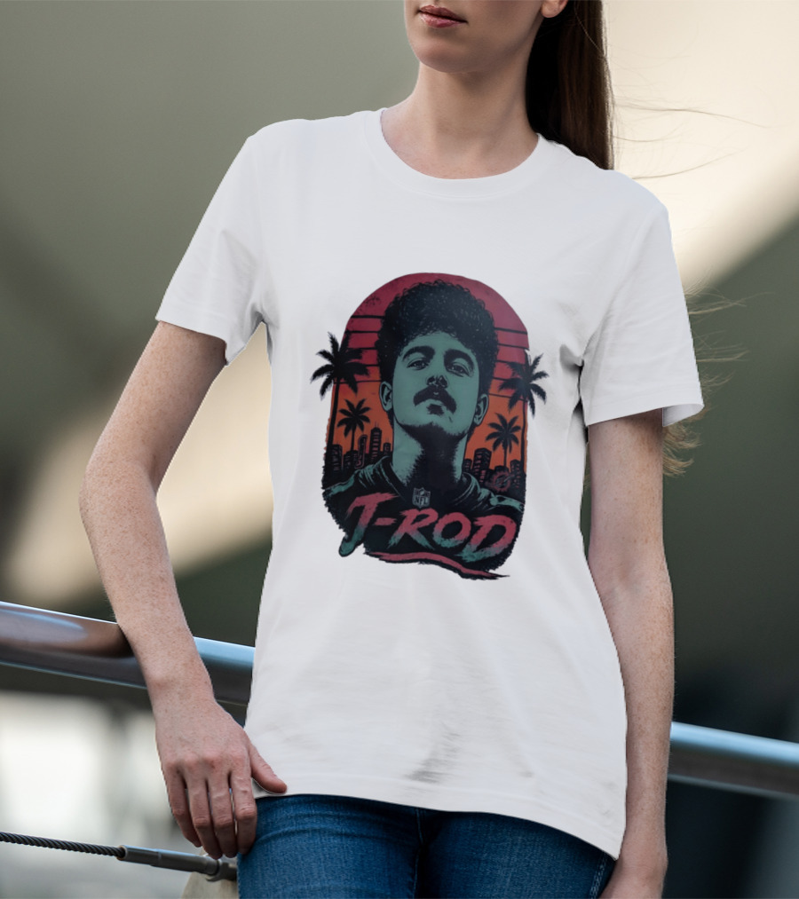 J ROD Miami Dolphins Vaporwave Aesthetic Neon Lights NFL T-Shirt
