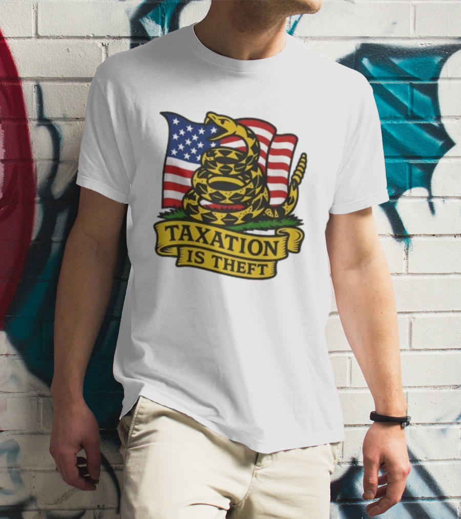 Gadsden Flag American Taxation Is Theft Protest With Snake And Flag T-Shirt