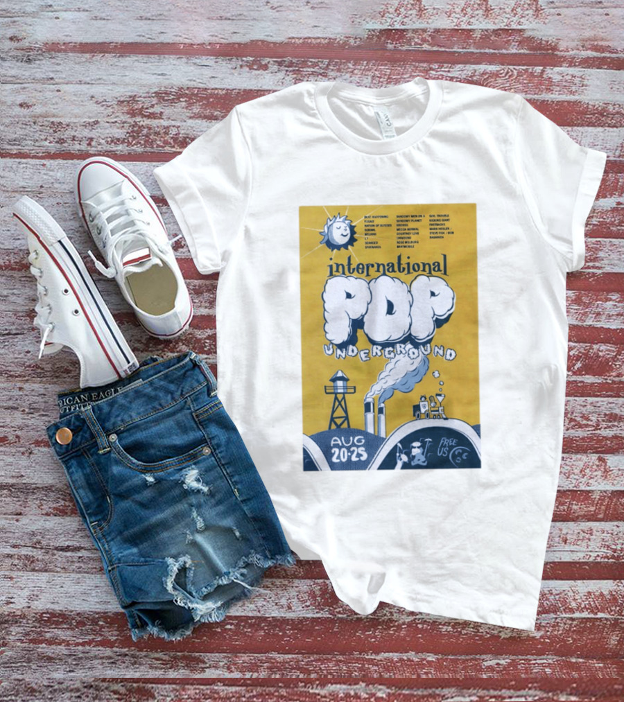 International Pop Underground Festival August 20 25 Beat Happening Fugazi Legend Of Yulesville Seaweed Спинанес Free Us T-Shirt