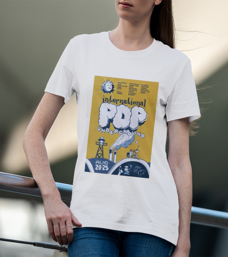 International Pop Underground Festival August 20 25 Beat Happening Fugazi Legend Of Yulesville Seaweed Спинанес Free Us T-Shirt