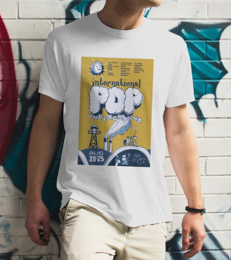 International Pop Underground Festival August 20 25 Beat Happening Fugazi Legend Of Yulesville Seaweed Спинанес Free Us T-Shirt