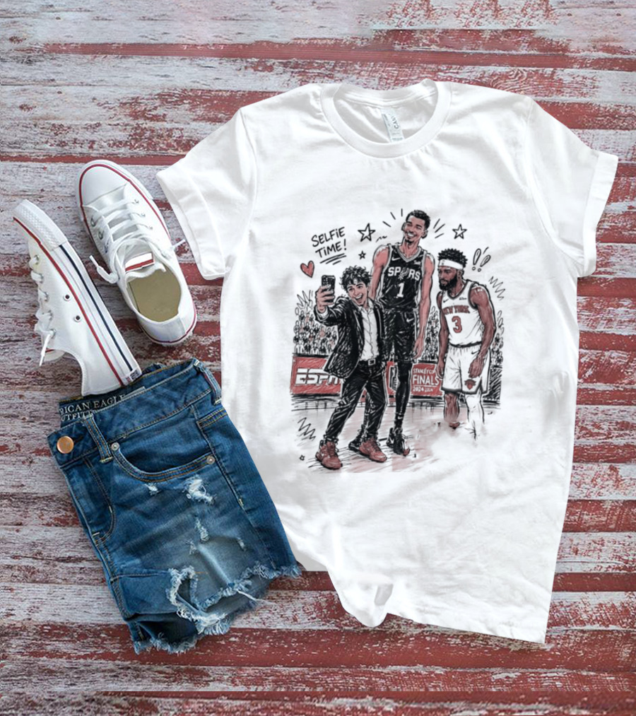 NY Knicks And San Antonio Spurs Selfie Time Finals Caricature T-Shirt