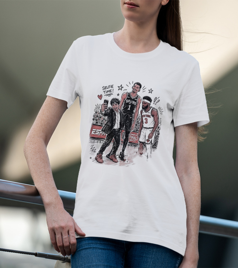 NY Knicks And San Antonio Spurs Selfie Time Finals Caricature T-Shirt