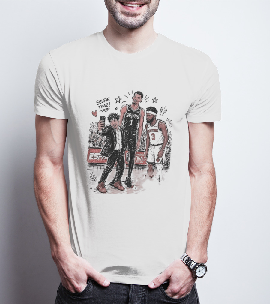 NY Knicks And San Antonio Spurs Selfie Time Finals Caricature T-Shirt