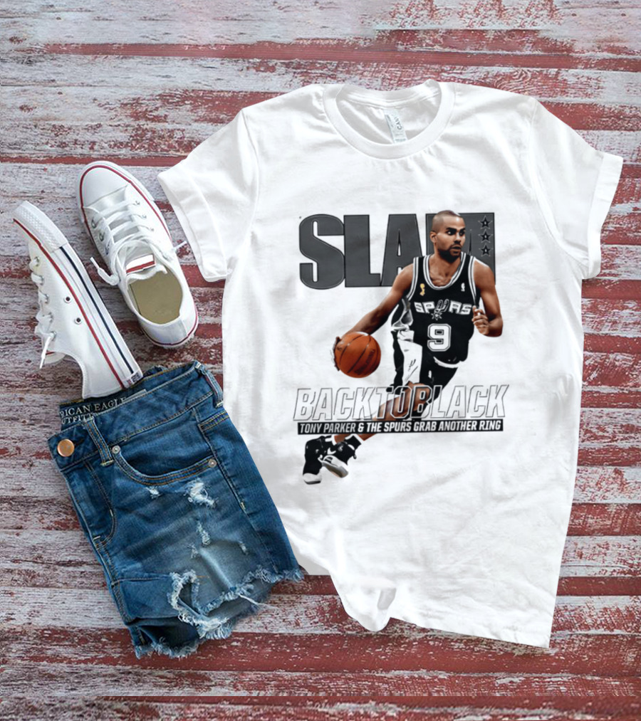 SLAM Back To Black San Antonio Spurs Tony Parker 9 Spurs Grab Another Ring T-Shirt