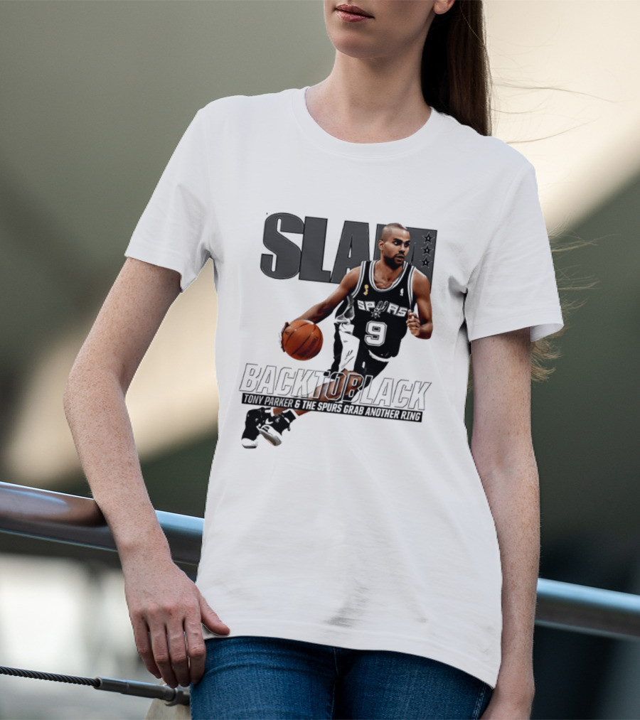 SLAM Back To Black San Antonio Spurs Tony Parker 9 Spurs Grab Another Ring T-Shirt