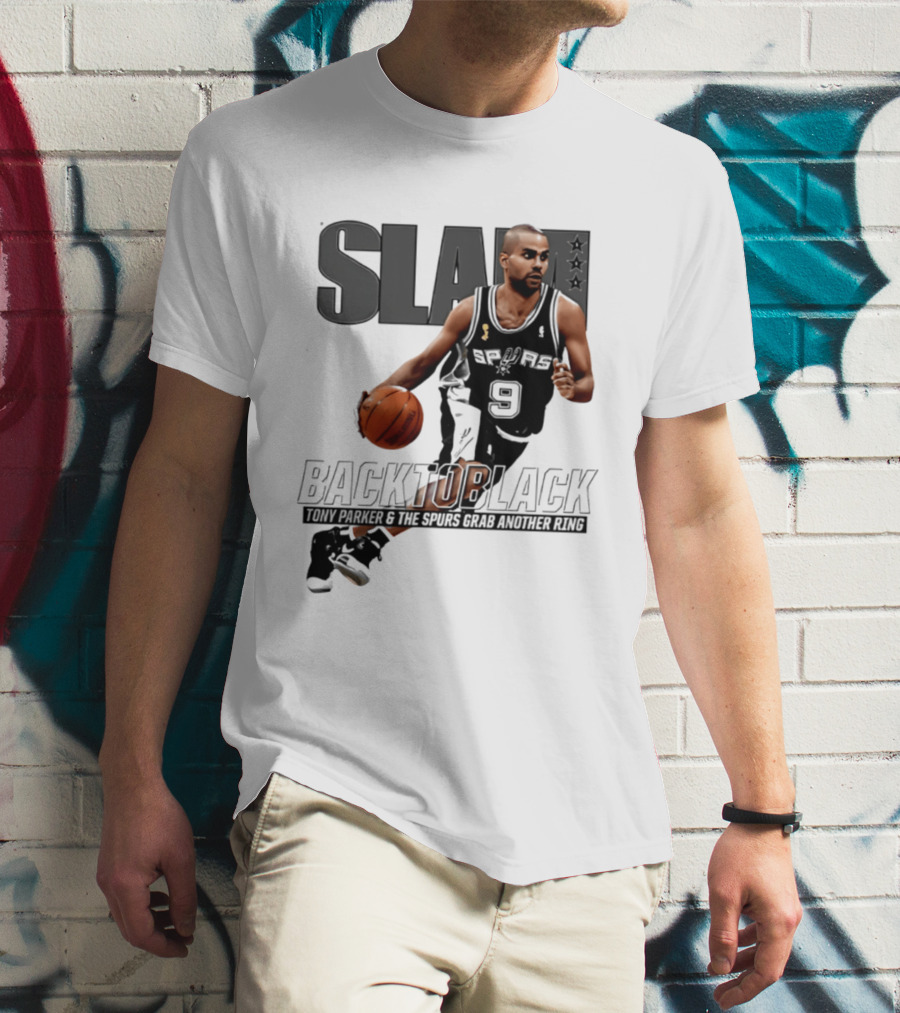 SLAM Back To Black San Antonio Spurs Tony Parker 9 Spurs Grab Another Ring T-Shirt