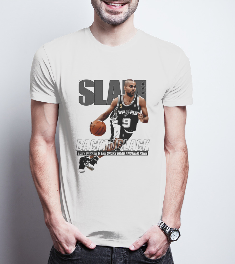 SLAM Back To Black San Antonio Spurs Tony Parker 9 Spurs Grab Another Ring T-Shirt