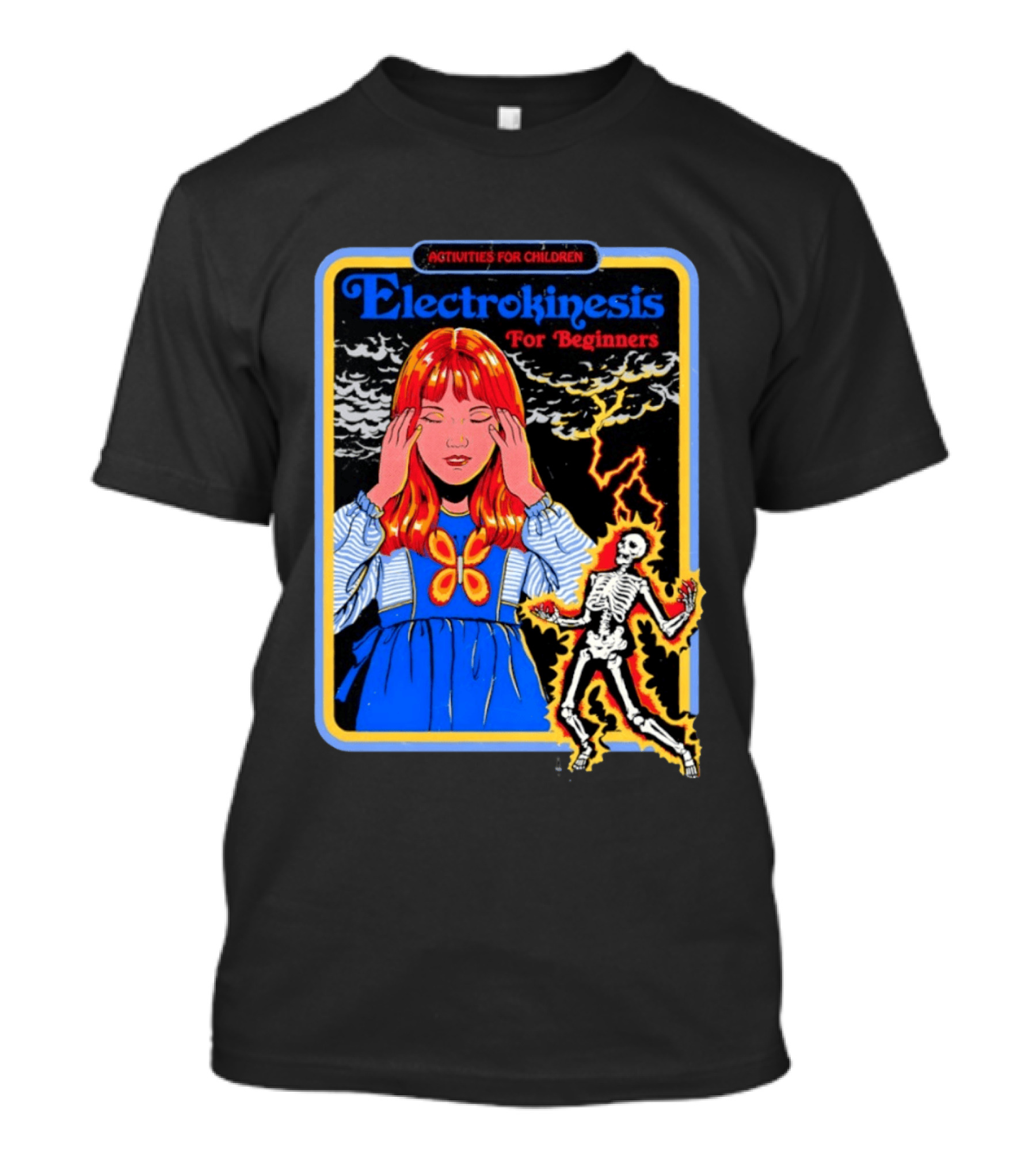 Activities For Children Electrokinesis For Beginners Vintage Style Art With Lightning Bolt Skeleton T-Shirt
