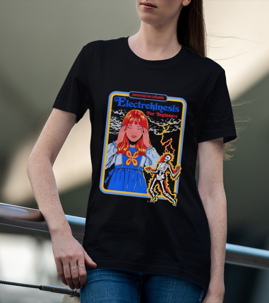 Activities For Children Electrokinesis For Beginners Vintage Style Art With Lightning Bolt Skeleton T-Shirt