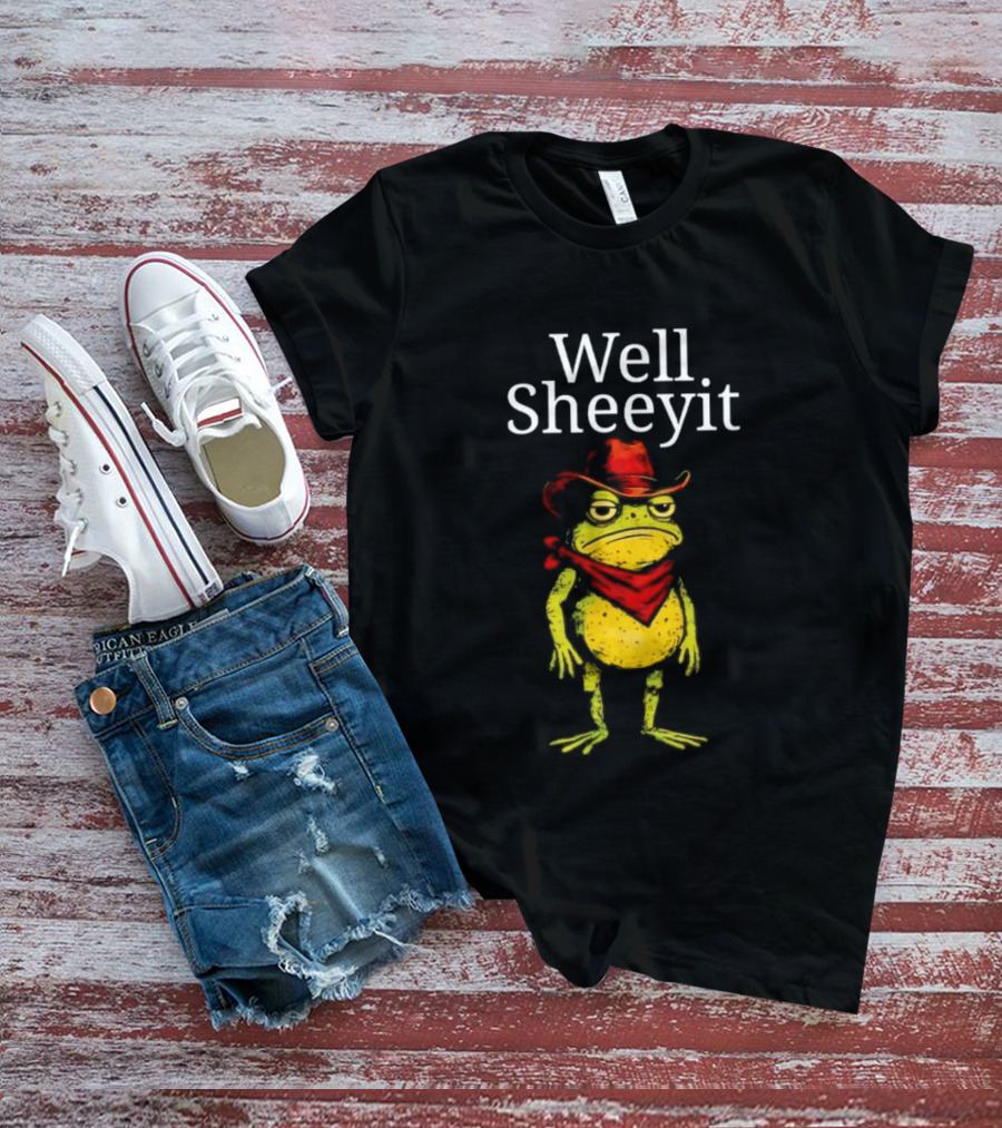 Well Sheeyit Frog Cowboy Hat And Bandana T-Shirt