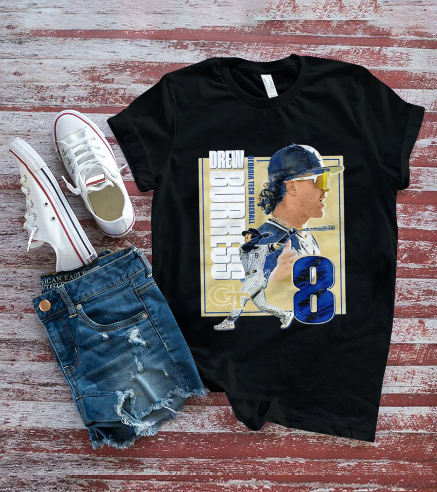 Drew Burress Georgia Tech Baseball Athlete Number 8 T-Shirt