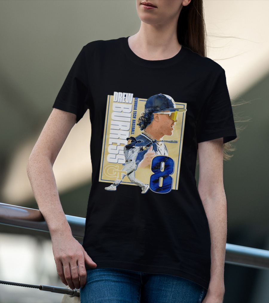 Drew Burress Georgia Tech Baseball Athlete Number 8 T-Shirt