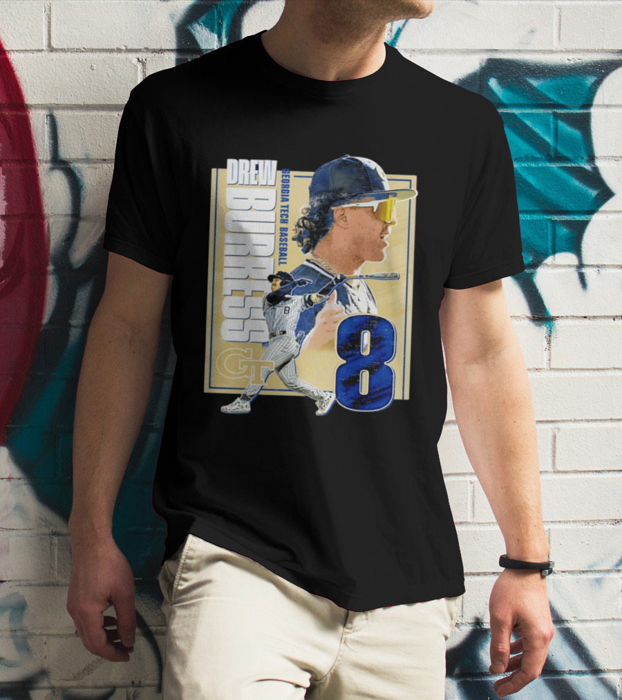 Drew Burress Georgia Tech Baseball Athlete Number 8 T-Shirt