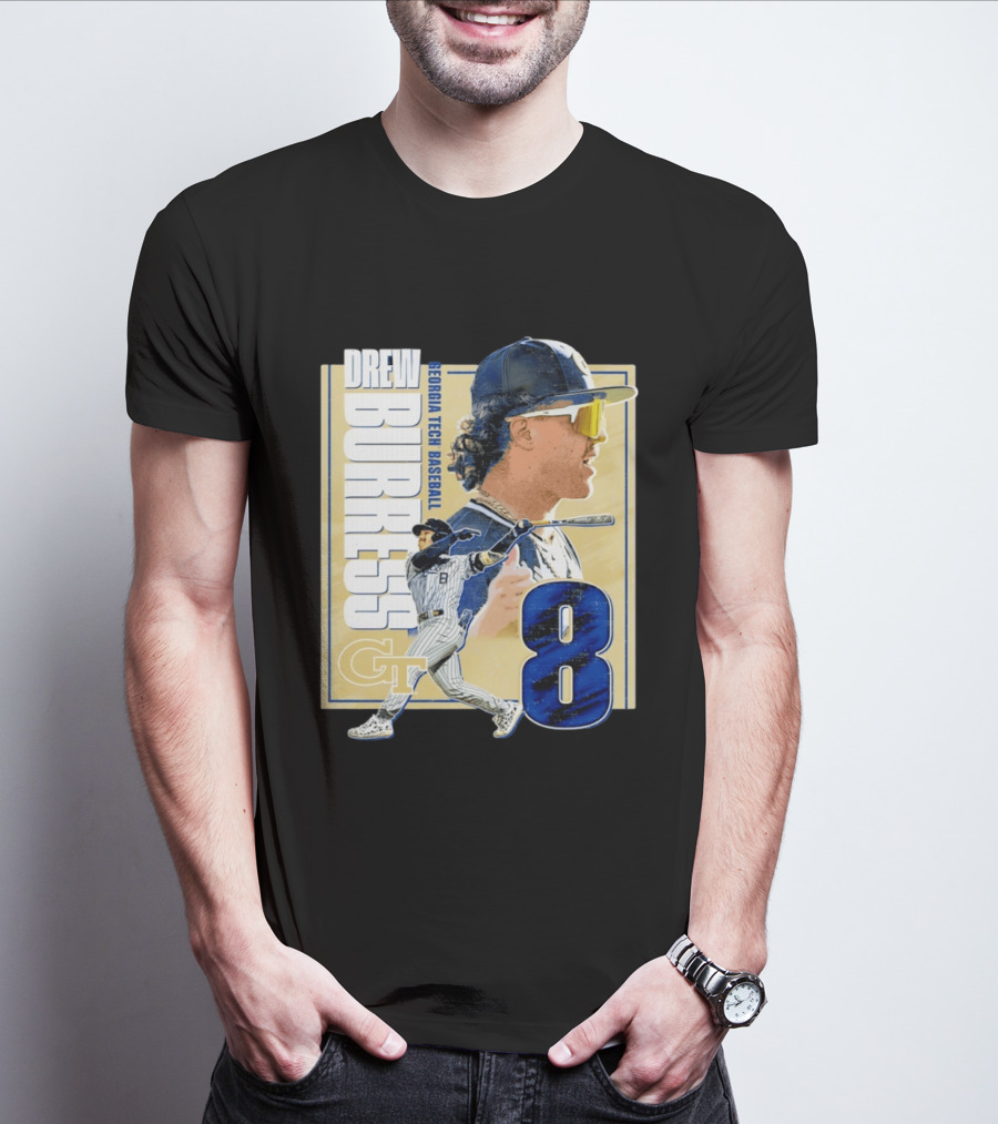 Drew Burress Georgia Tech Baseball Athlete Number 8 T-Shirt
