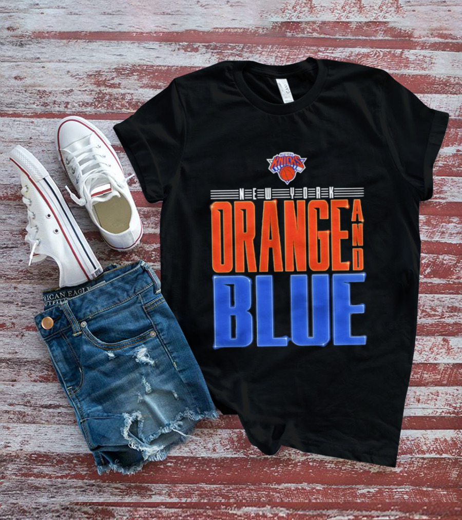 New York Knicks Orange And Blue Neon T-Shirt