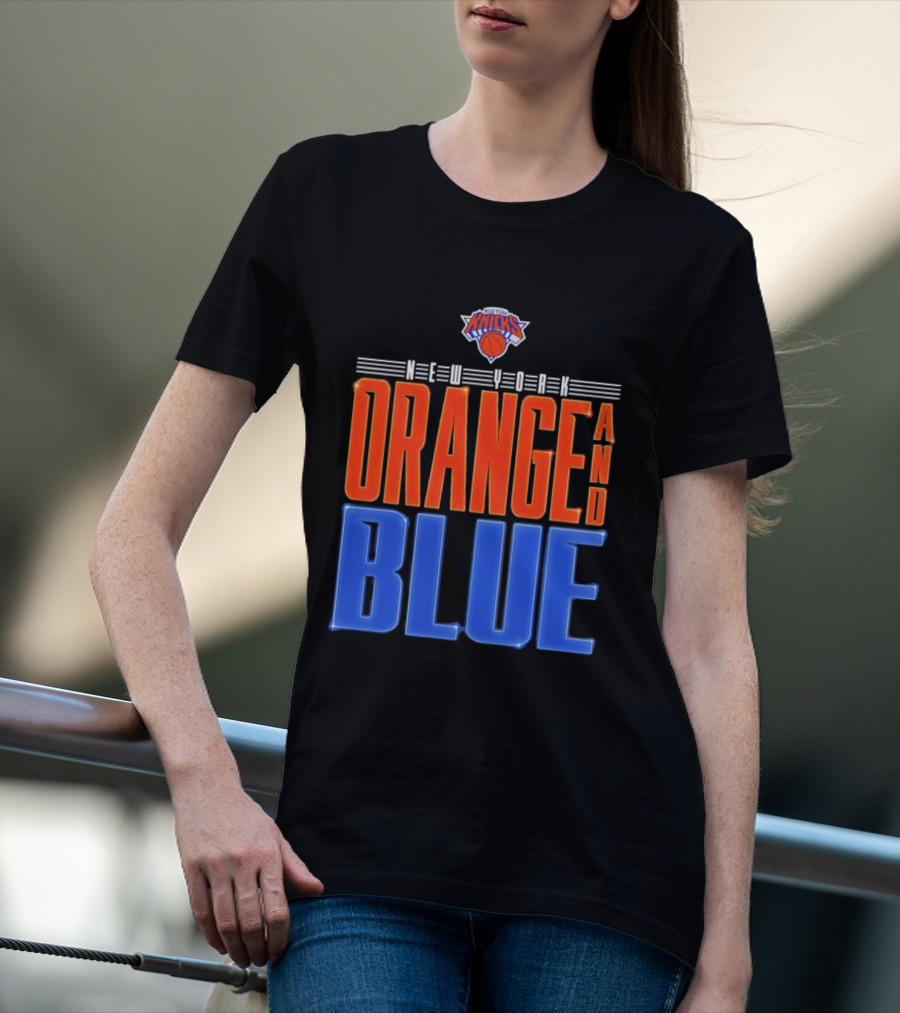 New York Knicks Orange And Blue Neon T-Shirt