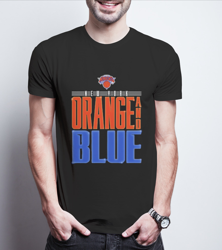 New York Knicks Orange And Blue Neon T-Shirt