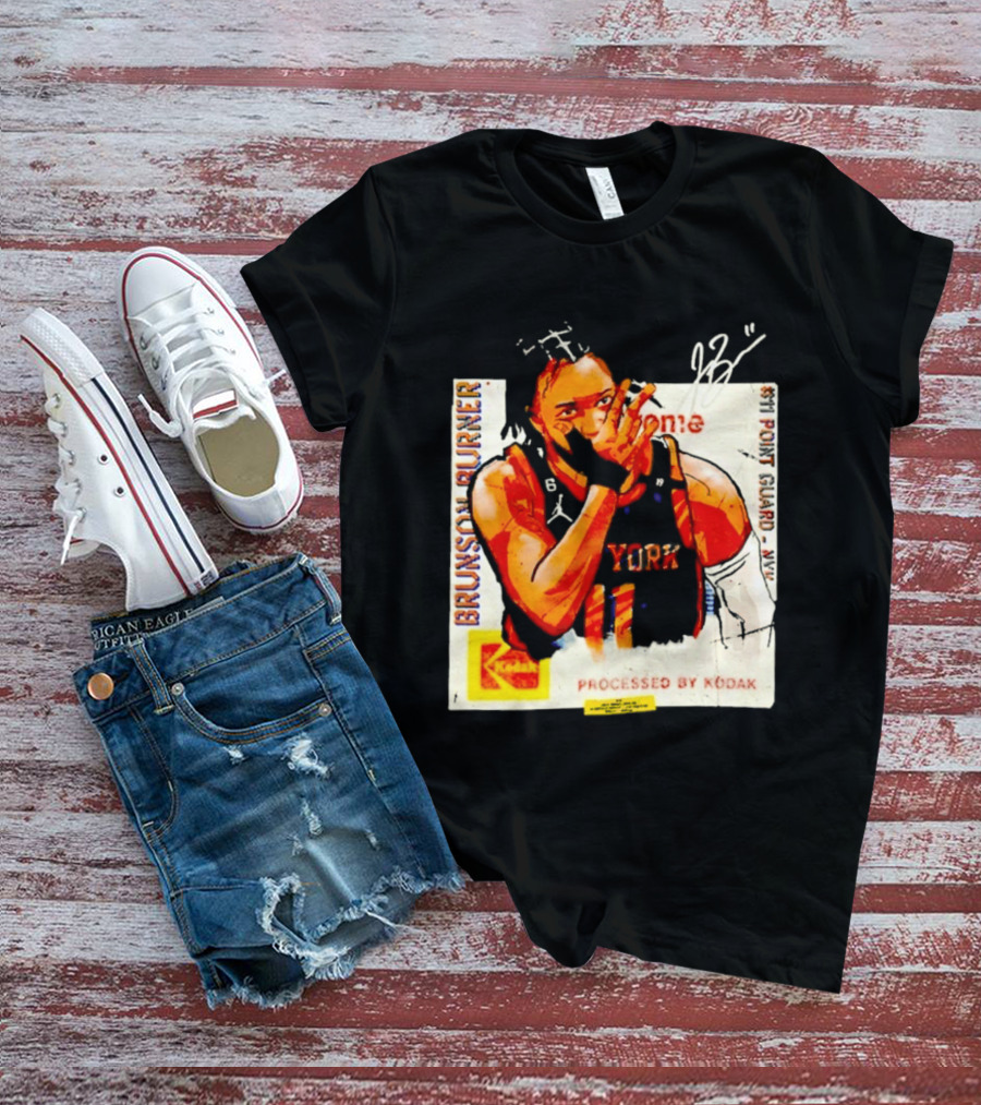 New York Knicks Jalen Brunson Burner #11 Point Guard Processed By Kodak T-Shirt