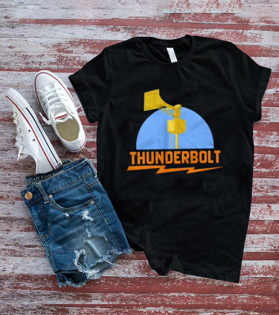 Thunderbolt Civil Defense Siren Lightning Bolt Black T-Shirt