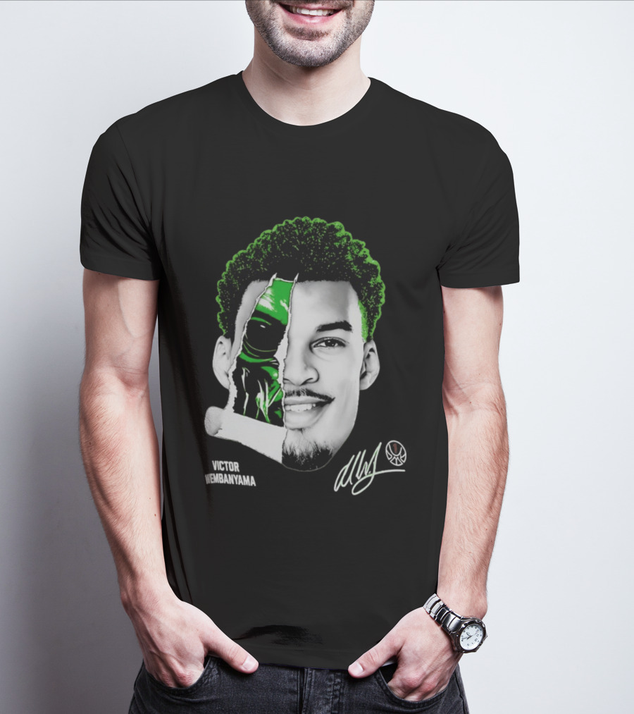 Victor Wembanyama Alien Torn Creature Signature T-Shirt