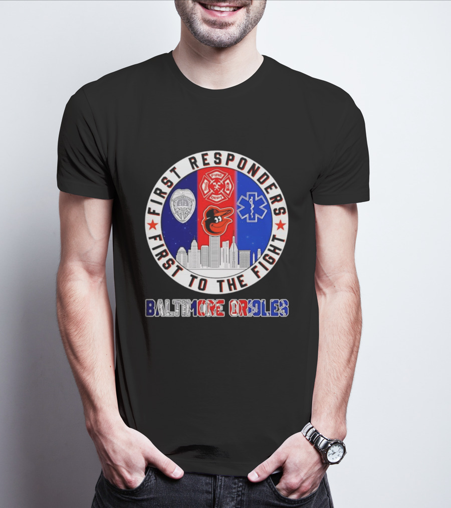 First Responders Baltimore Orioles City Skyline T-Shirt
