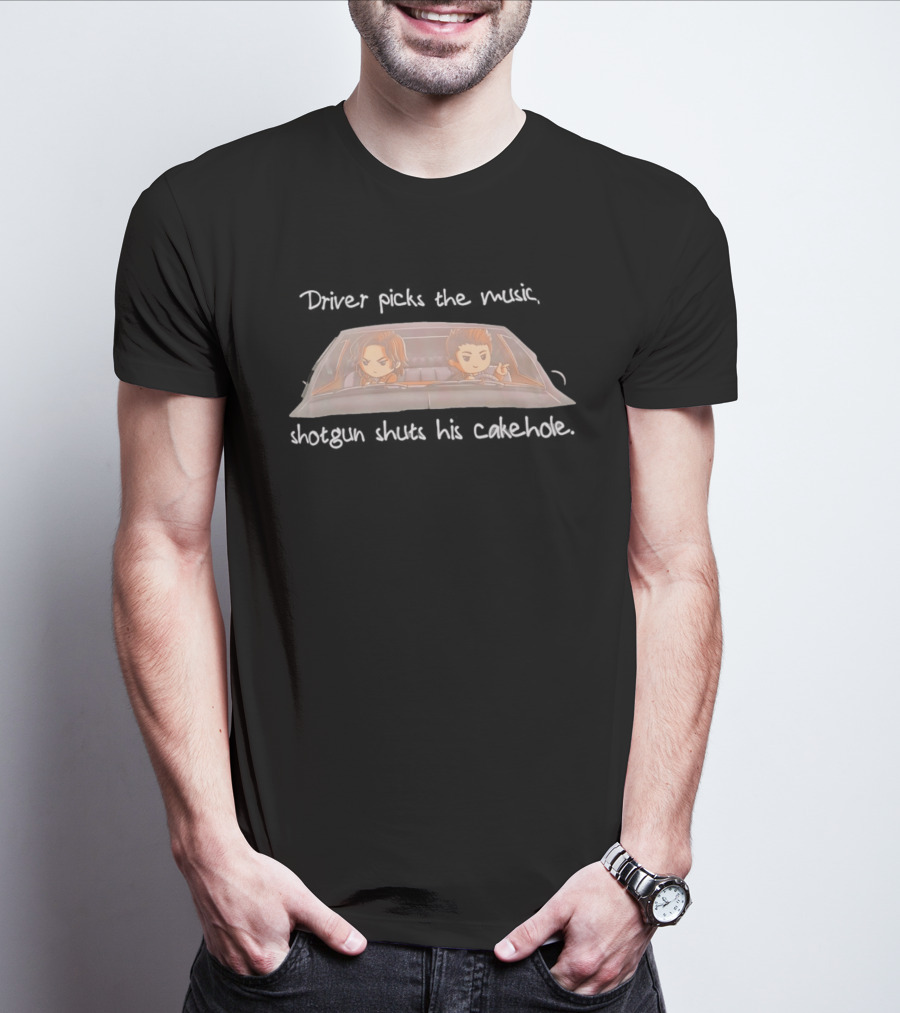 Supernatural Chibi Dean Sam Impala Driver Picks The Music Shotgun Shuts His Cakehole T-Shirt