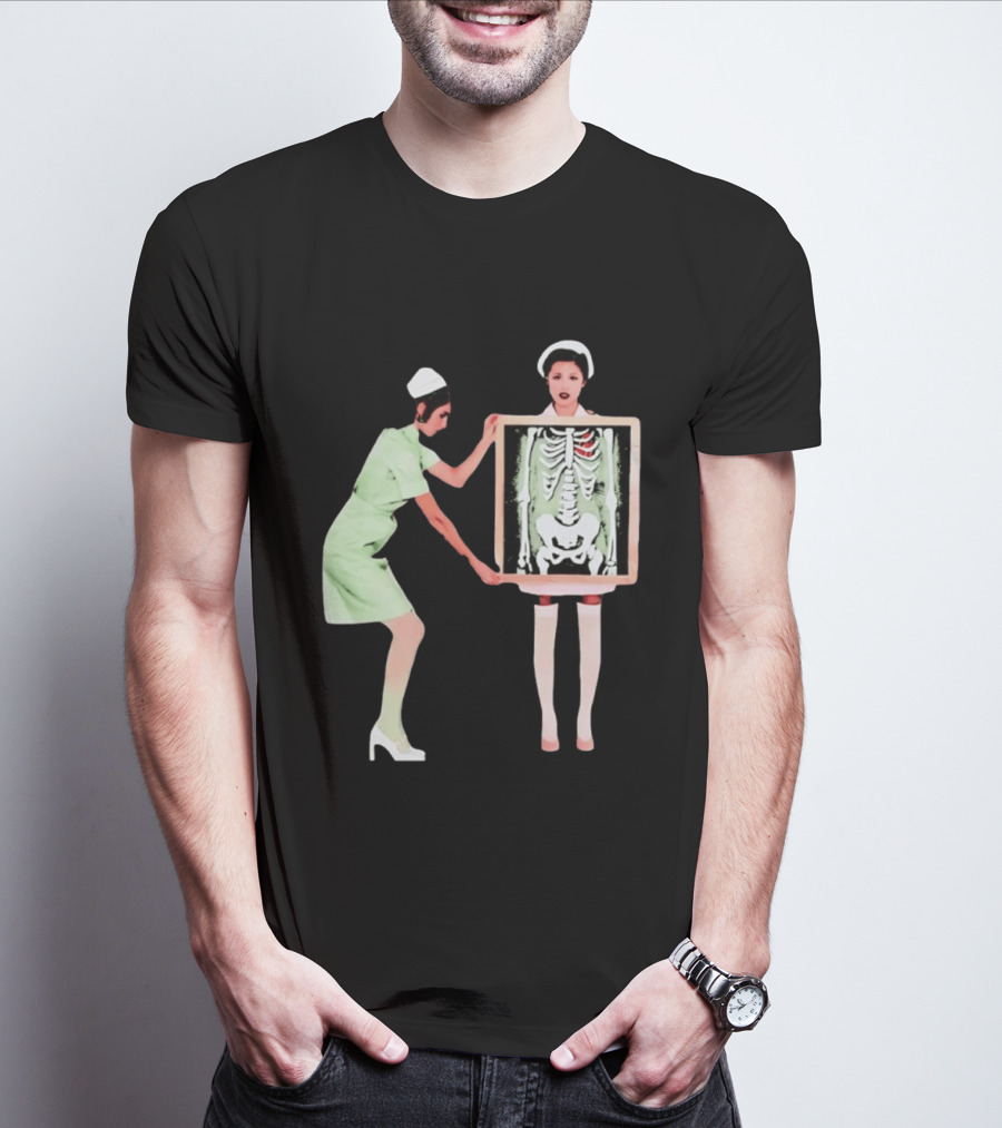 Nurse With X Ray Skeleton And Red Heart T-Shirt