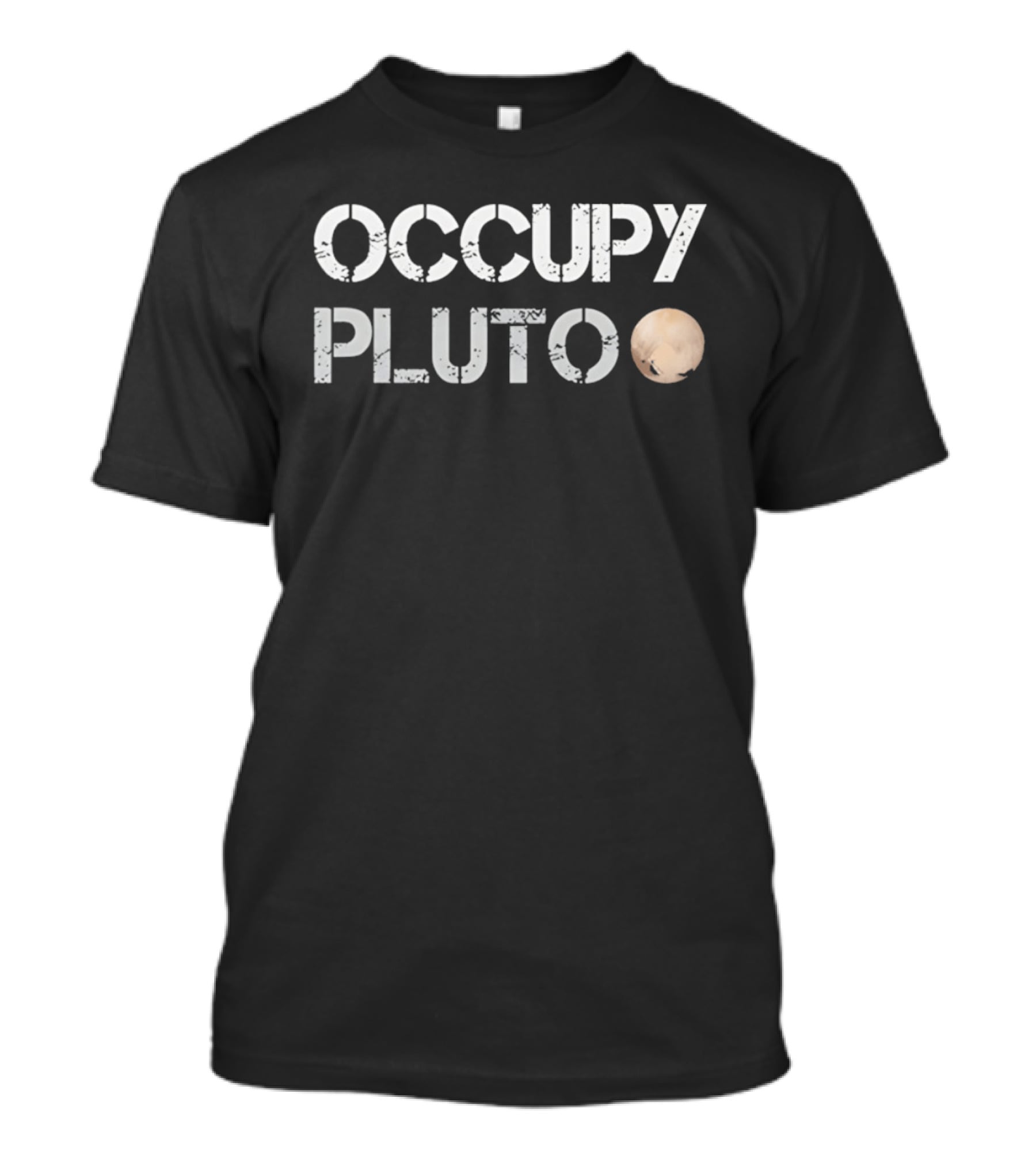 Occupy Pluto Dwarf Planet Stencil Font Space Exploration T-Shirt