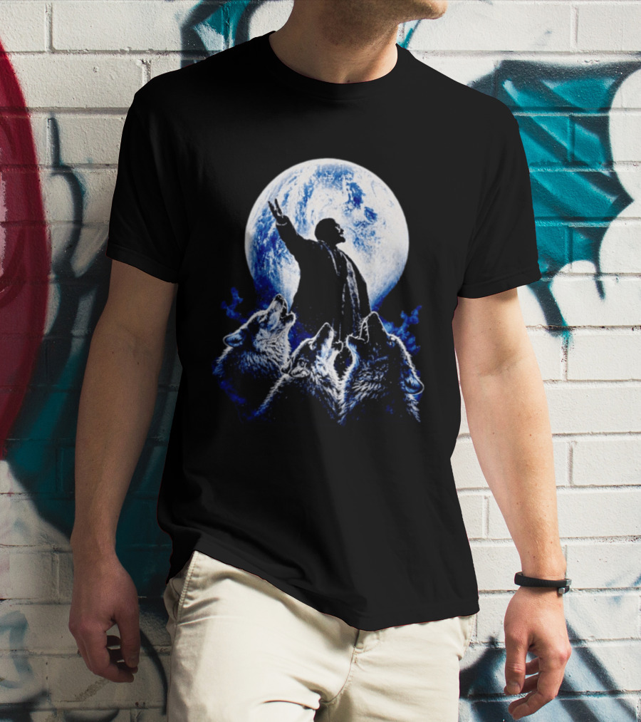 Vladimir Lenin Moon Wolves Howling Speaker T-Shirt