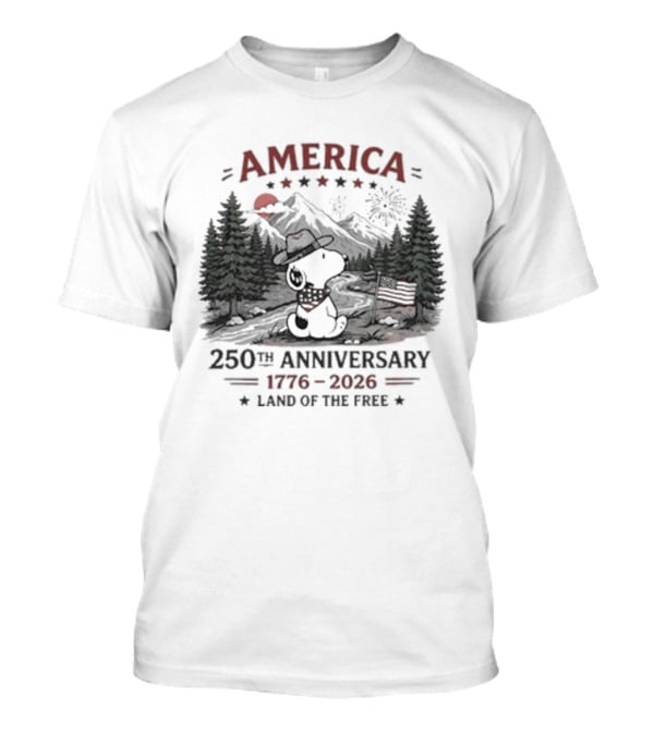 America 250th Anniversary 1776 2026 Land Of The Free Snoopy Peanuts T-Shirt