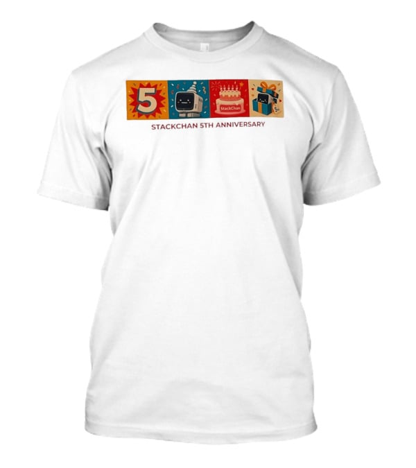 StackChan 5th Anniversary Celebration Cake Gift Box With Party Hat And Confetti T-Shirt