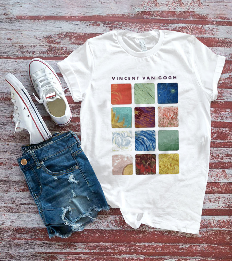 Vincent Van Gogh Paintings Iconic Colors Squares T-Shirt
