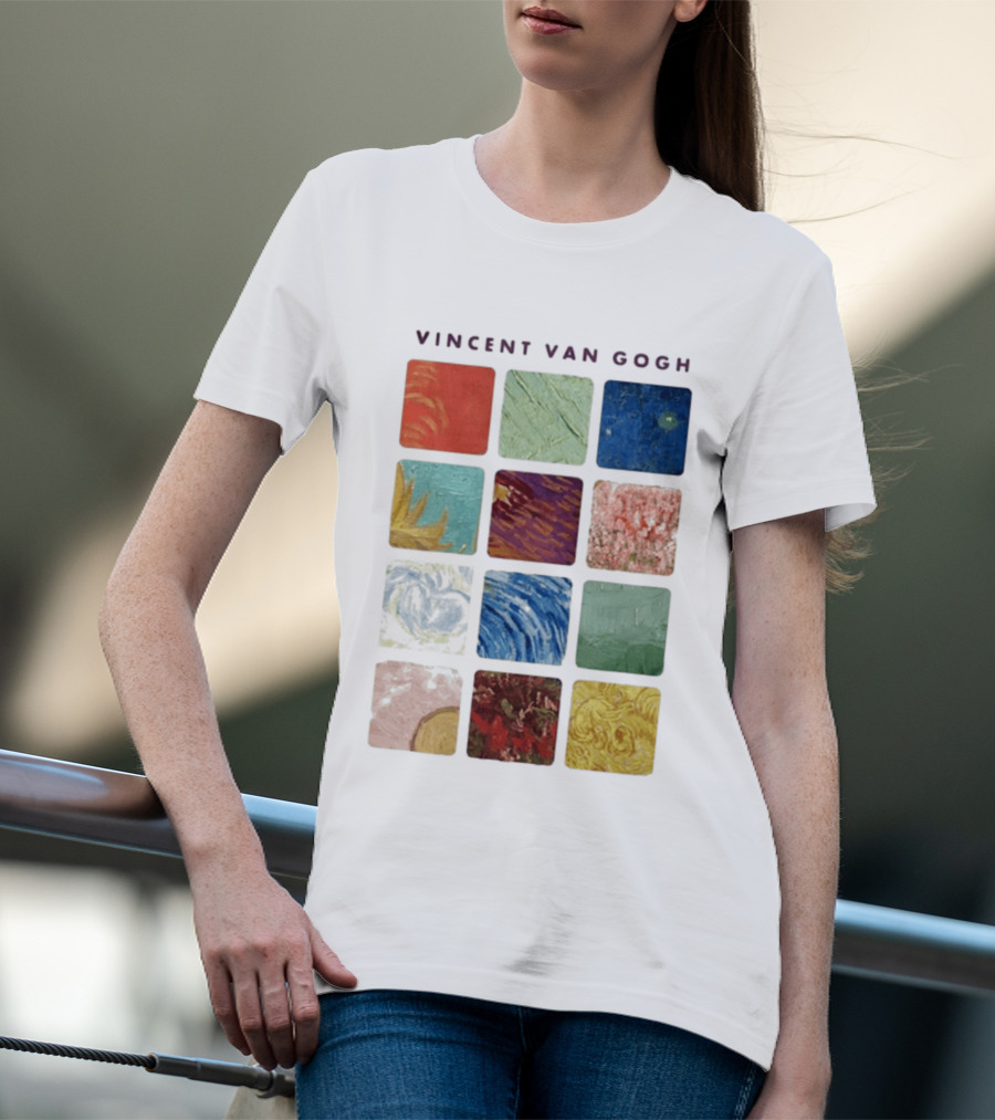 Vincent Van Gogh Paintings Iconic Colors Squares T-Shirt