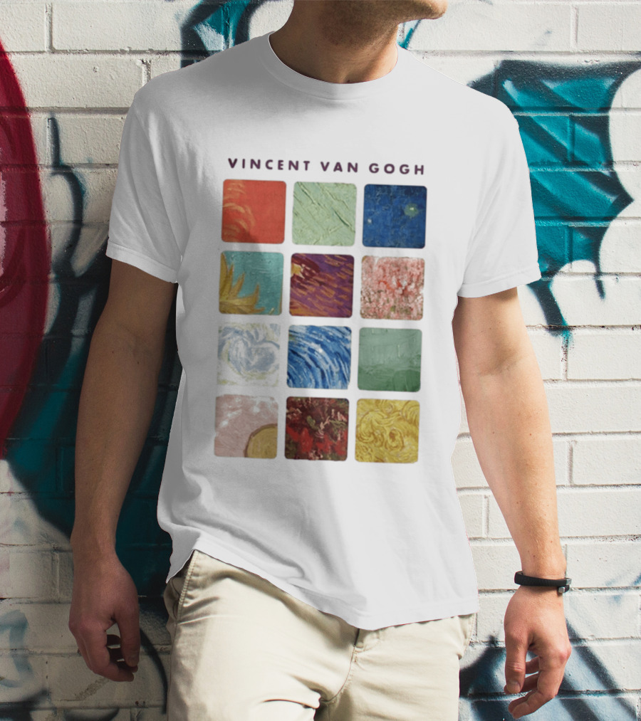 Vincent Van Gogh Paintings Iconic Colors Squares T-Shirt