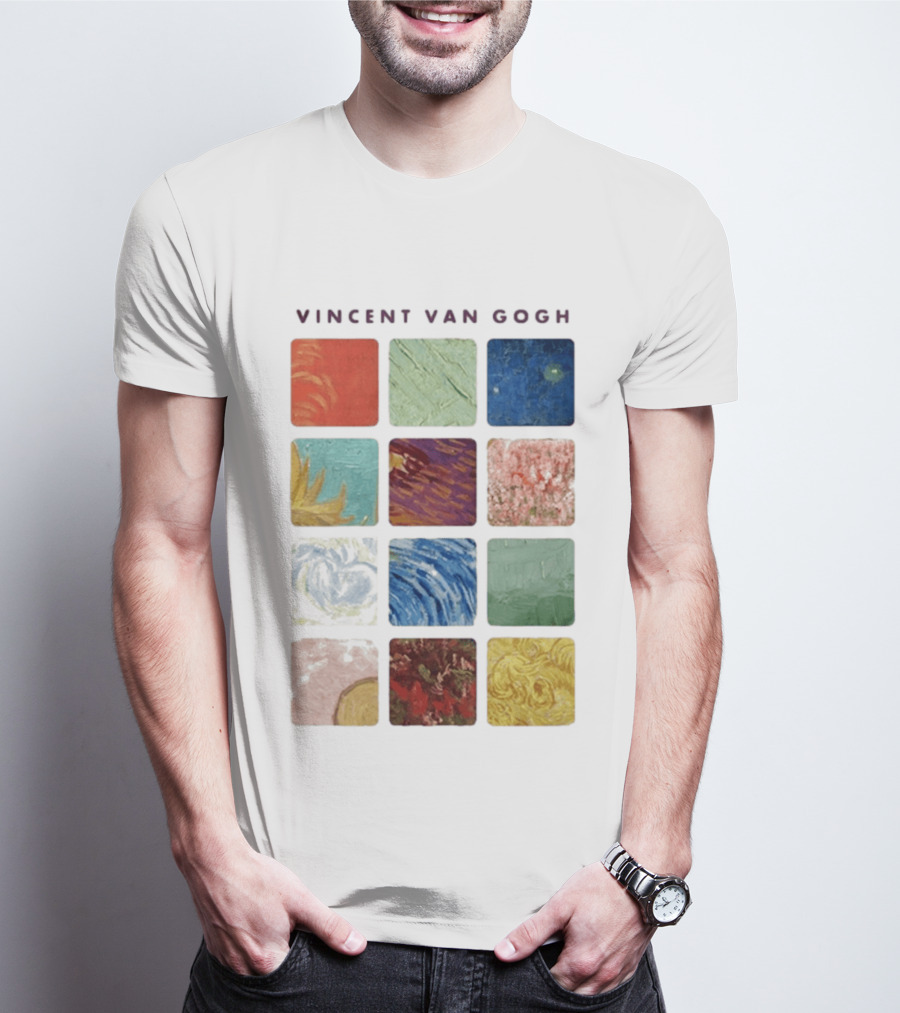 Vincent Van Gogh Paintings Iconic Colors Squares T-Shirt