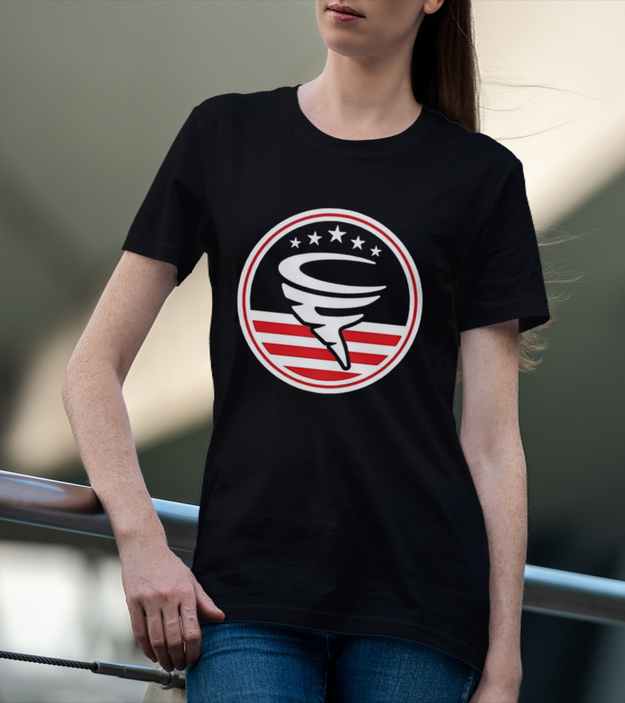 American Flag Cyclone Stars Stripes Circle T-Shirt