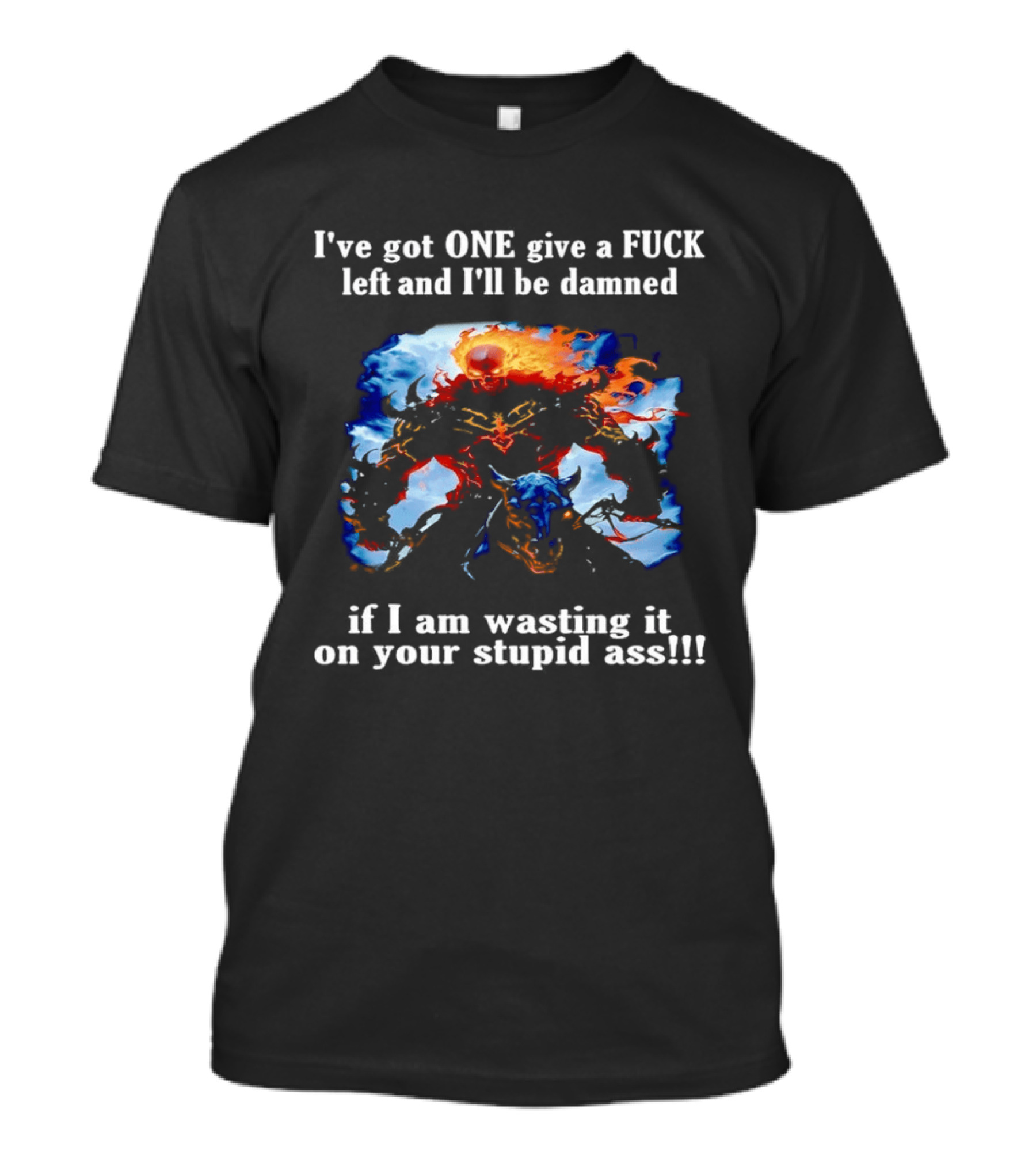 I've Got One Give A Fuck Left Flaming Skull Rider I'll Be Damned Wasting It On Your Stupid Ass T-Shirt