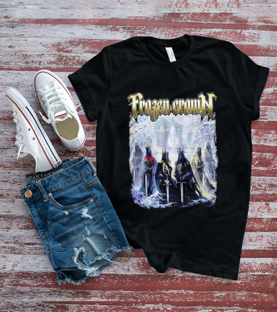 Frozen Crown Dark Fantasy Rulers Sword Wielding Monarchs T-Shirt