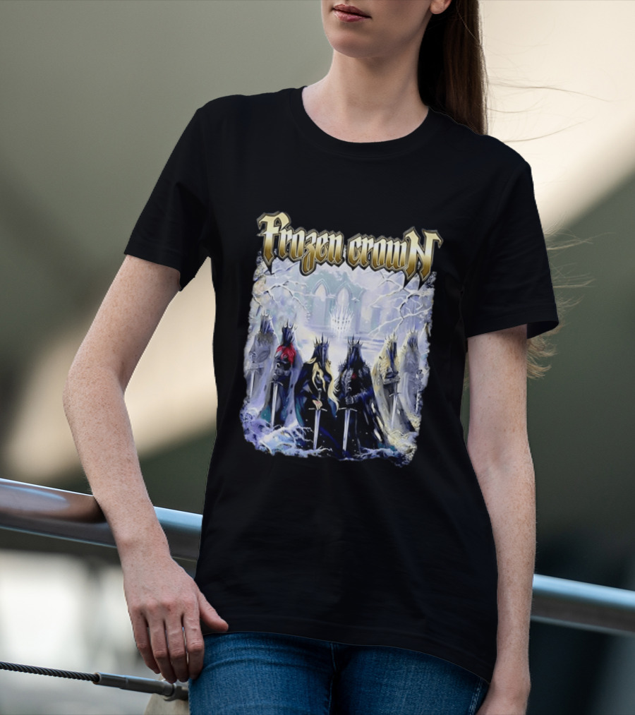Frozen Crown Dark Fantasy Rulers Sword Wielding Monarchs T-Shirt