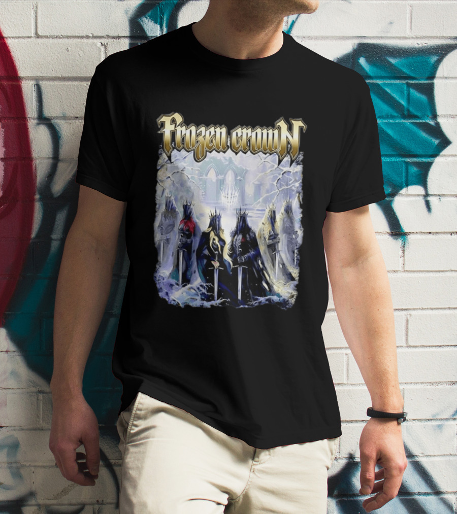 Frozen Crown Dark Fantasy Rulers Sword Wielding Monarchs T-Shirt