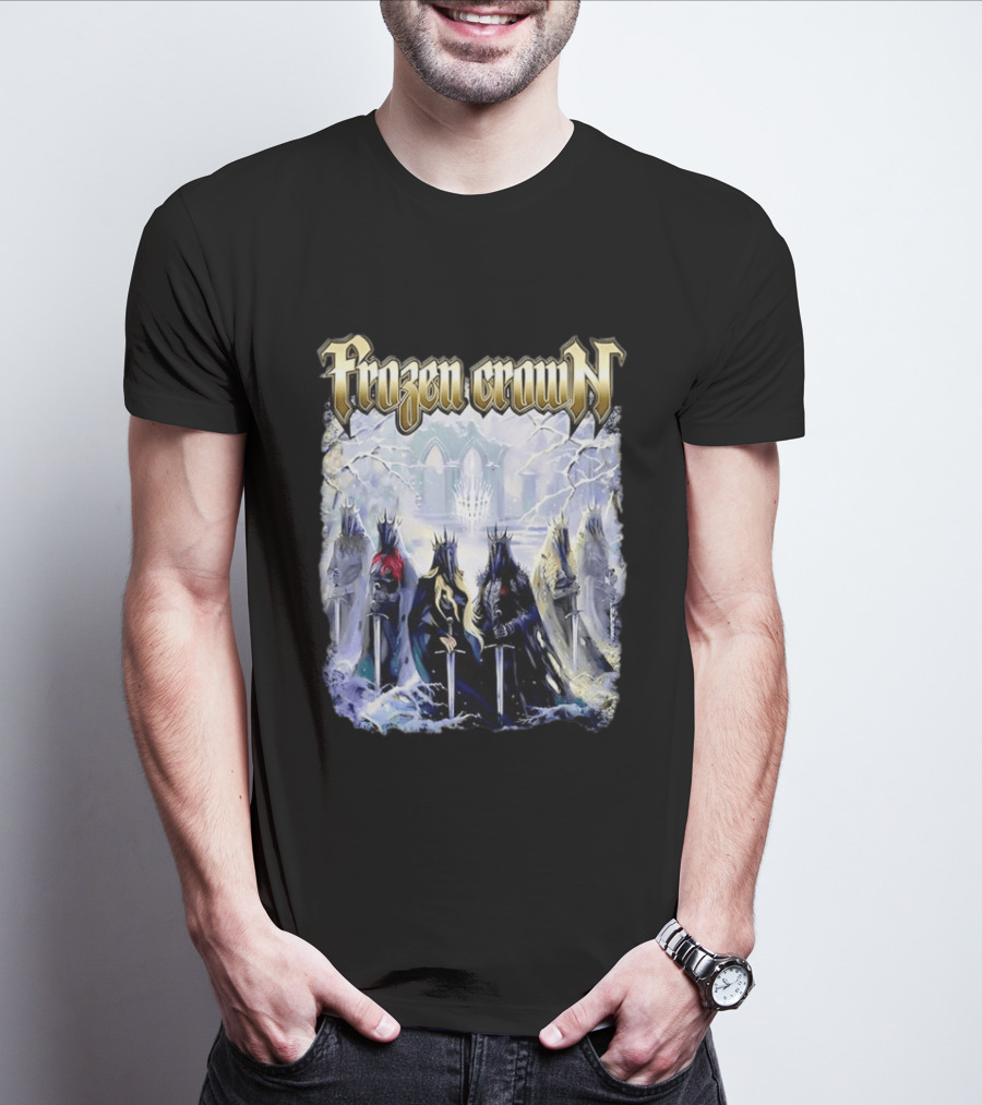 Frozen Crown Dark Fantasy Rulers Sword Wielding Monarchs T-Shirt