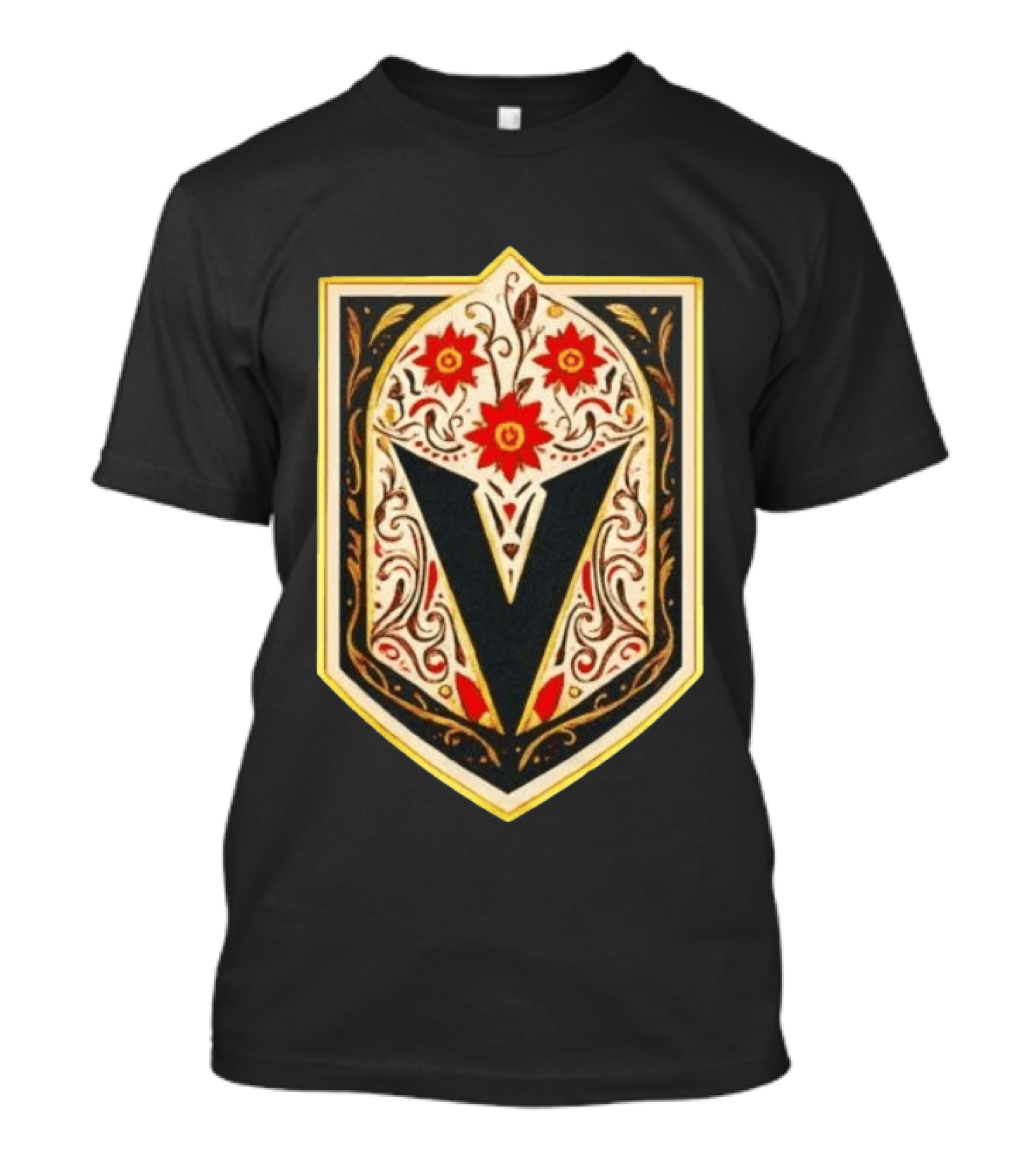Vegas Golden Knights Dia De Los Muertos Floral Shield T-Shirt
