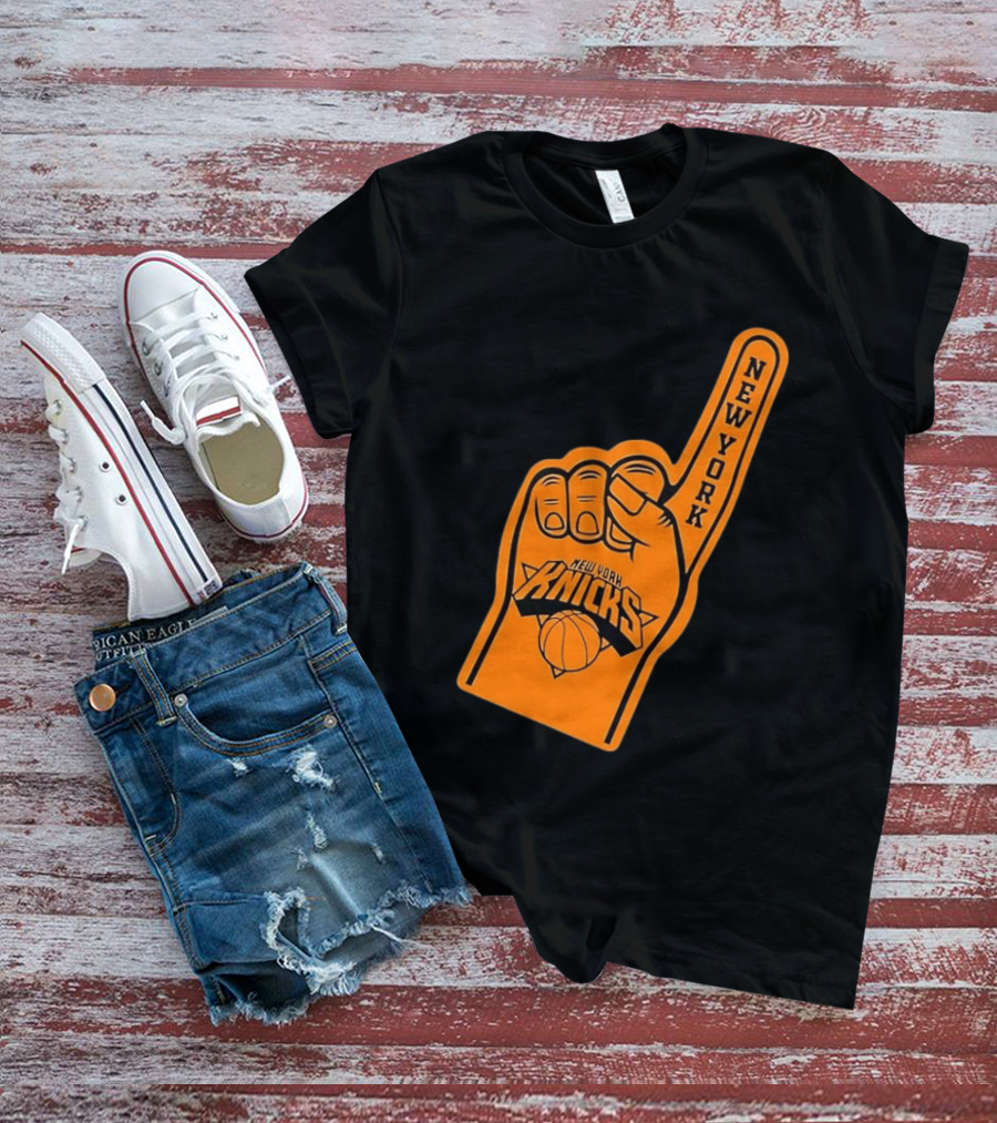 New York Knicks Foam Finger Basketball Fan Gear T-Shirt