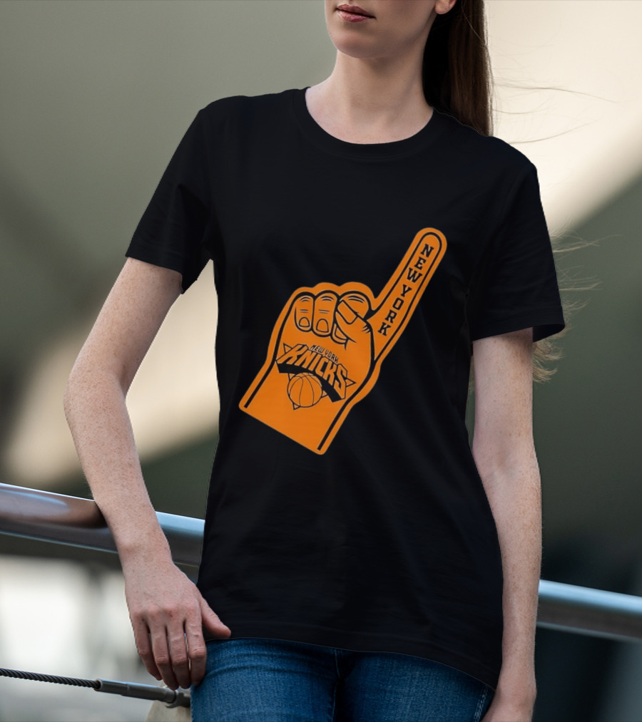 New York Knicks Foam Finger Basketball Fan Gear T-Shirt