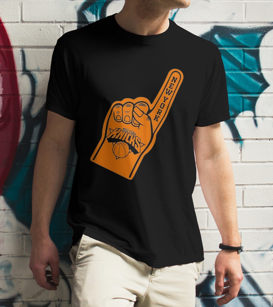 New York Knicks Foam Finger Basketball Fan Gear T-Shirt