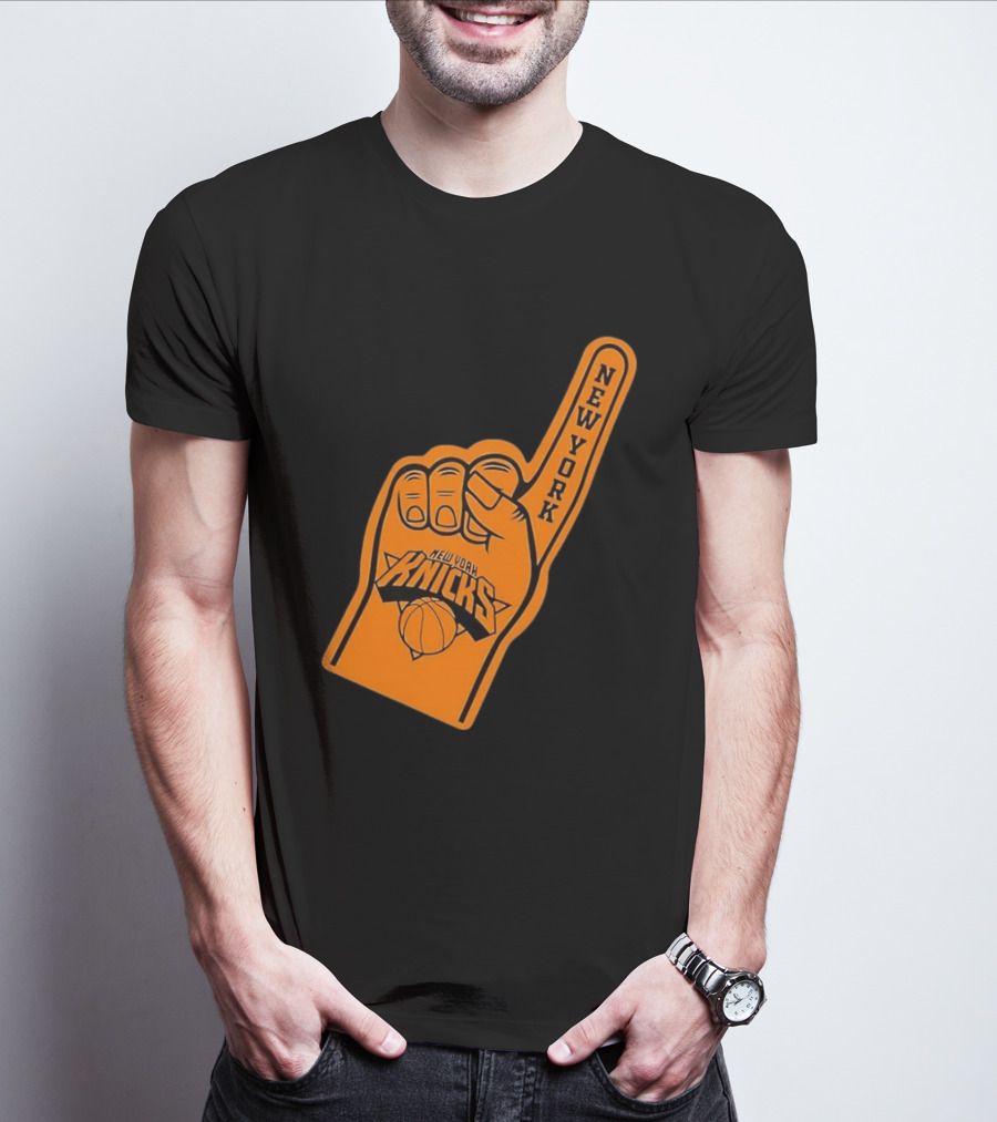 New York Knicks Foam Finger Basketball Fan Gear T-Shirt